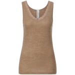 Damevest i uld-silke Camel