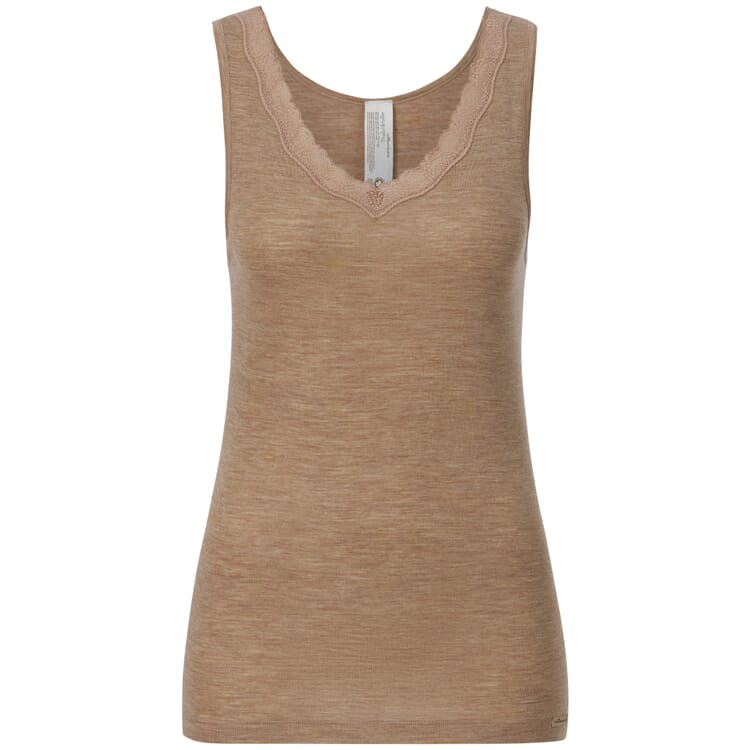 Damevest i uld-silke, Camel