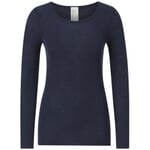 Camisa de señora de manga larga lana-seda Azul oscuro