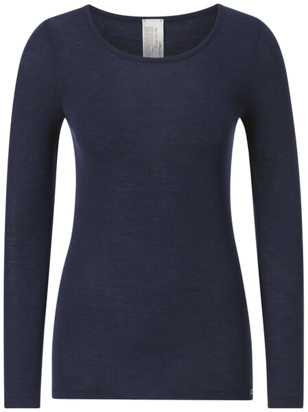 Women's Long-Sleeve Wool-Silk Shirt Dark blue