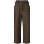 Pantalon femme laine vierge à carreaux Marron