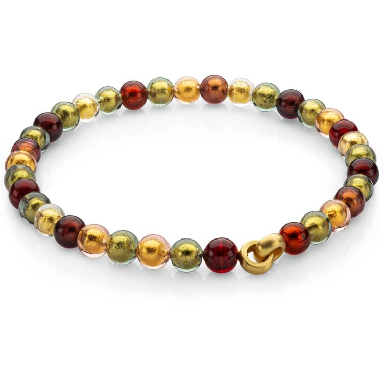 Collier verre de Murano, bordeaux-vert-or