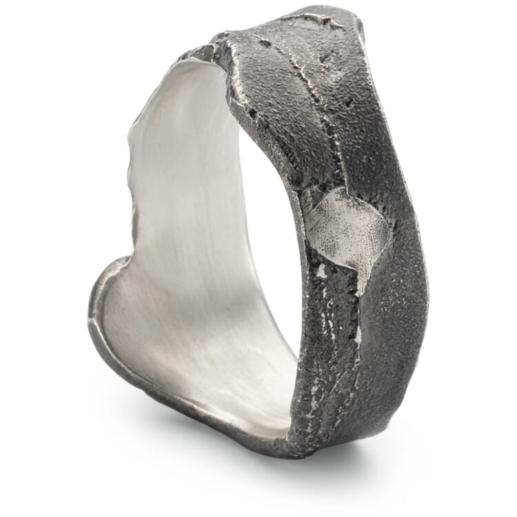 Men's ring sand cast oxide, Anthracite