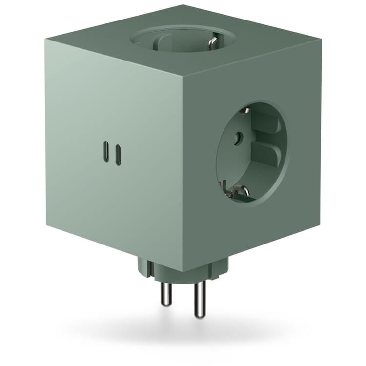 Square 2 socket, Matte green