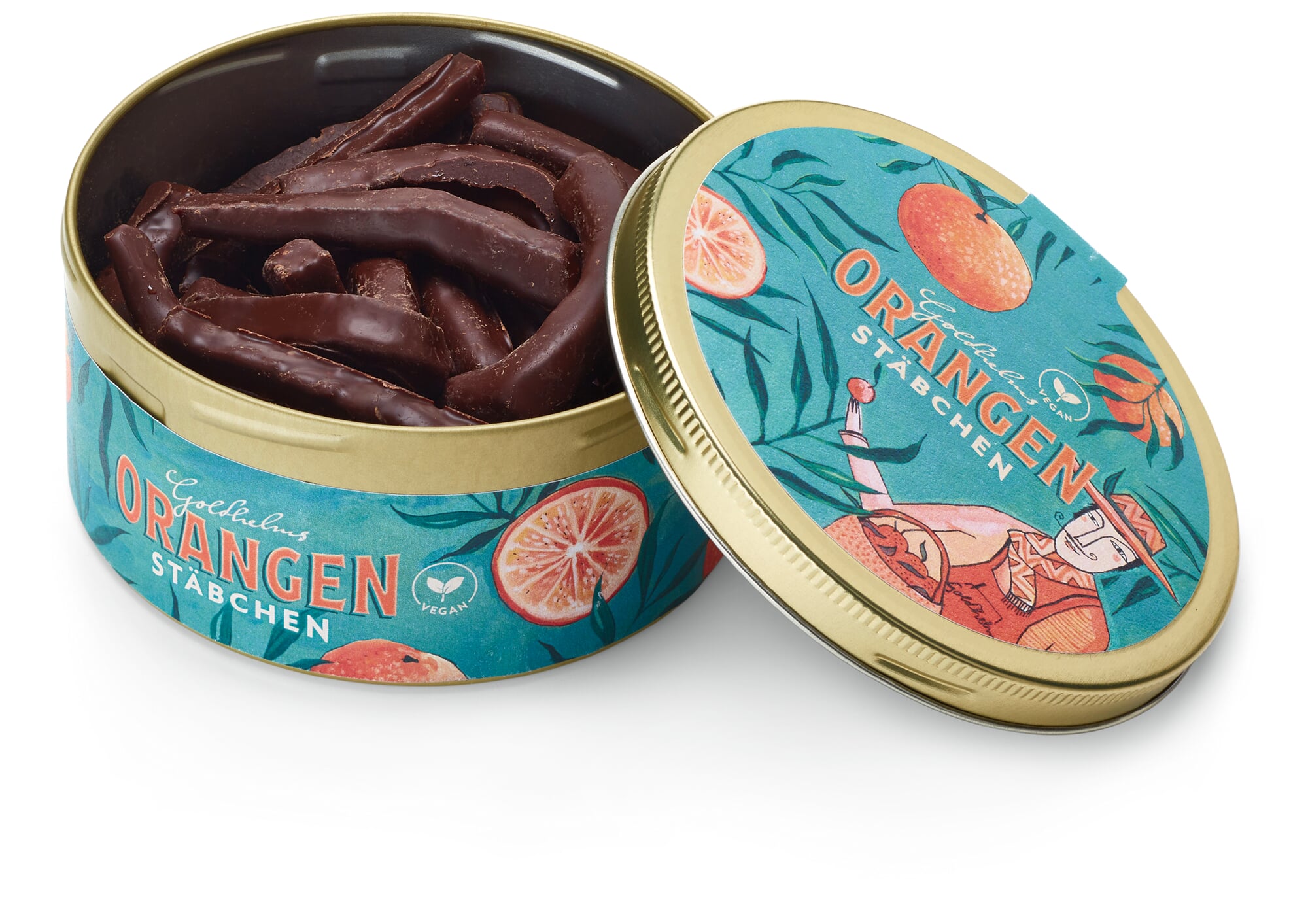 Orangenstäbchen mit Schokolade